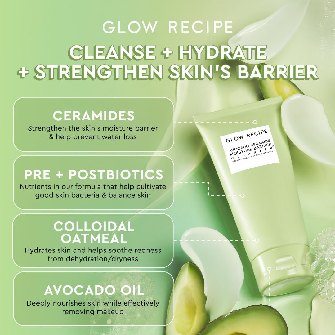 Glow Recipe Avocado Cleanser - Limpiador facial con barrera de humedad y ceramida de aguacate - 150ml
