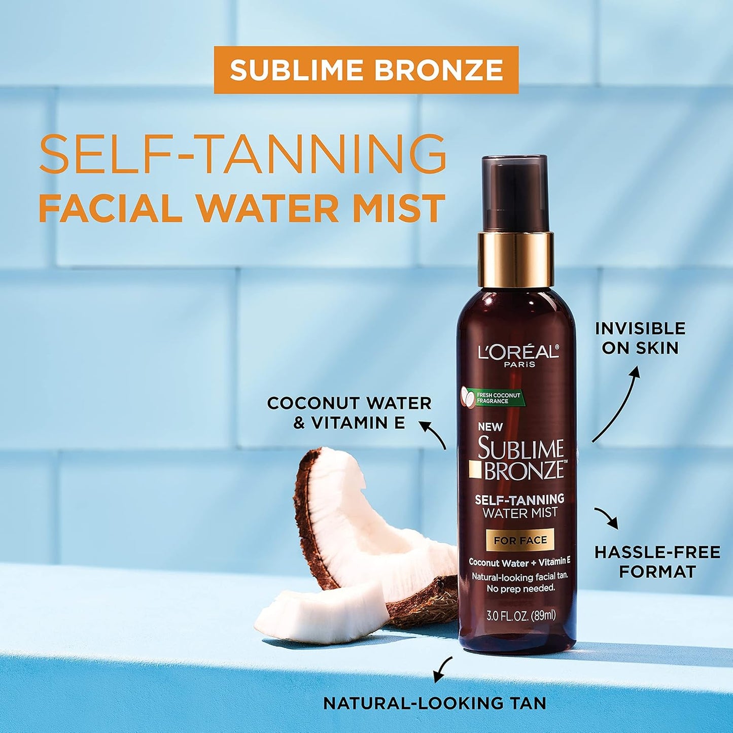 L'Oreal Paris Sublime Bronze - Mist para auto- bornceado de Cara, Water-Based Formula, 3 Ounce