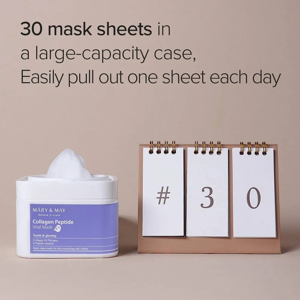 Mary & May Collagen Peptide Vital Mask - Mascarilla con peptidos de colágeno lista para usarse